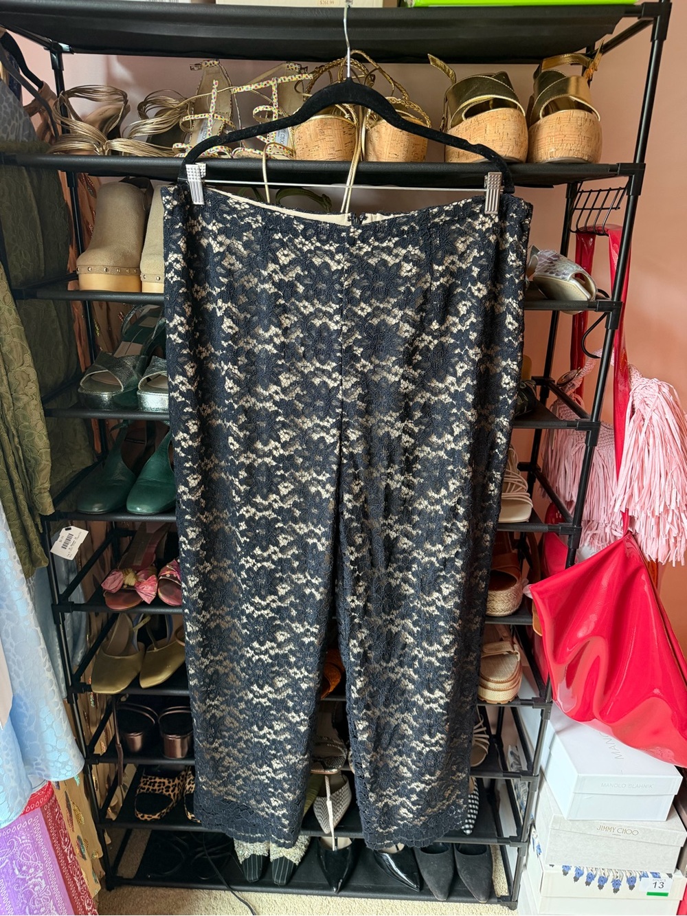 INC International Concepts Black Lace Cropped Flare Pants